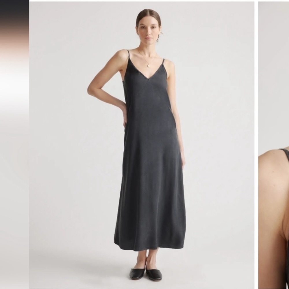 Quince Black Maxi Slip Dress